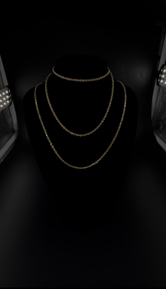 10k Gold Hollow Rope Chain 22 in