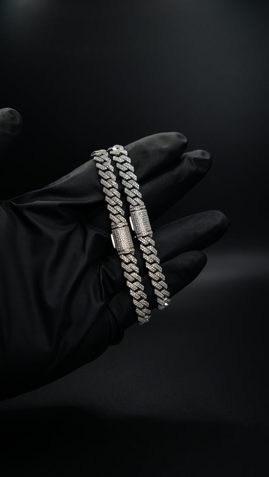 8mm Moissanite Cuban Link Bracelet – 925 Sterling Silver