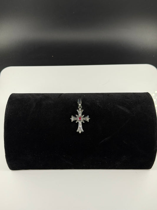 Custom ruby cross 925 sterling silver pendant