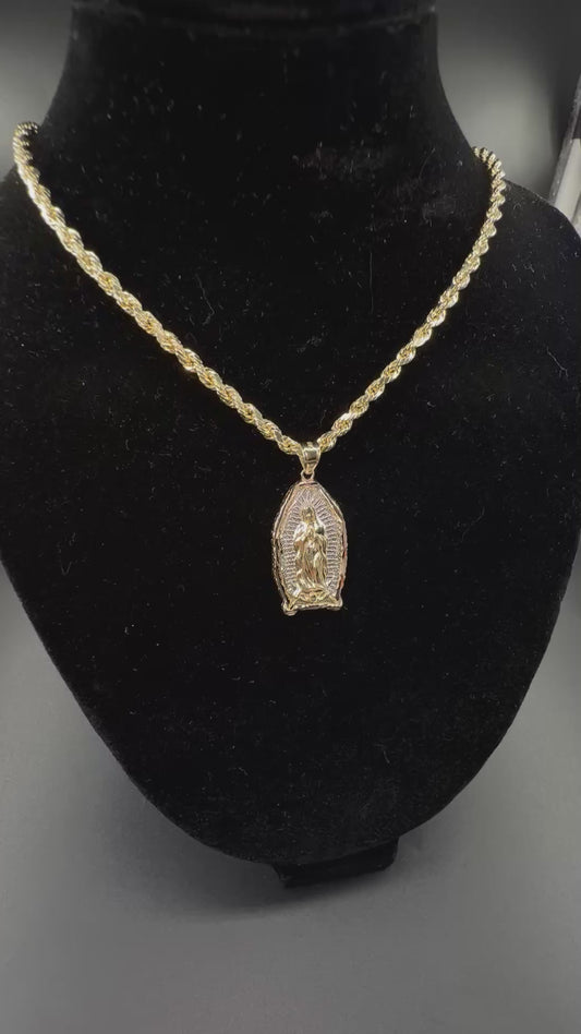 10k Gold Virgin Mary Pendant 1 in