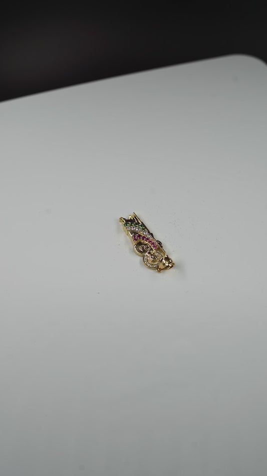 San Judas Pendant – 10K Gold with CZ Stones (1 Inch)