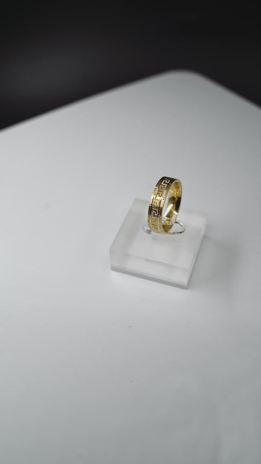 Greek Key Band Ring – Size 10 (10K Gold)