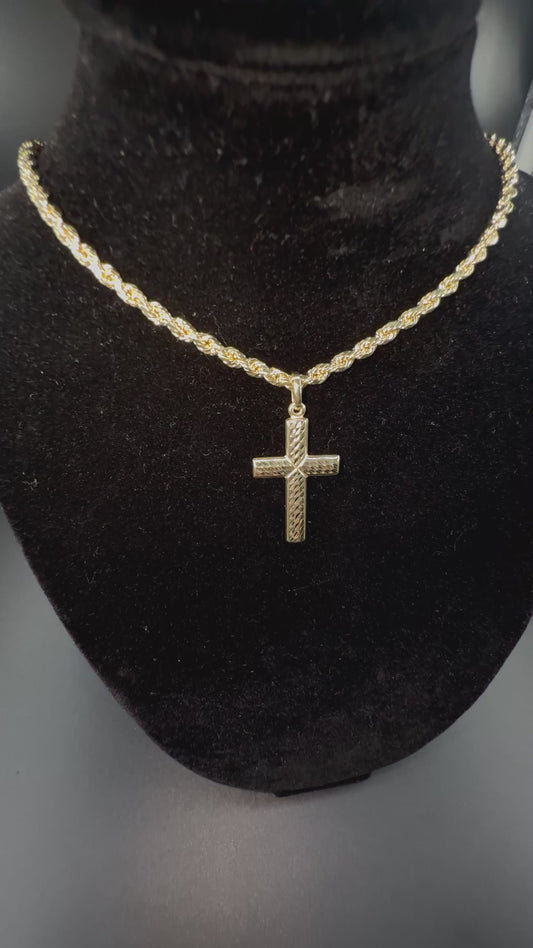 10k Gold Cross Pendant 1 in