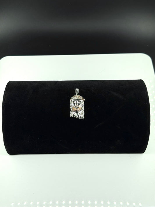 925 sterling silver moissanite religious face pendant