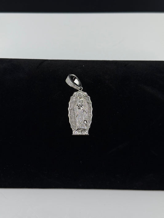 Virgin Mary moissanite 925 sterling silver pendant
